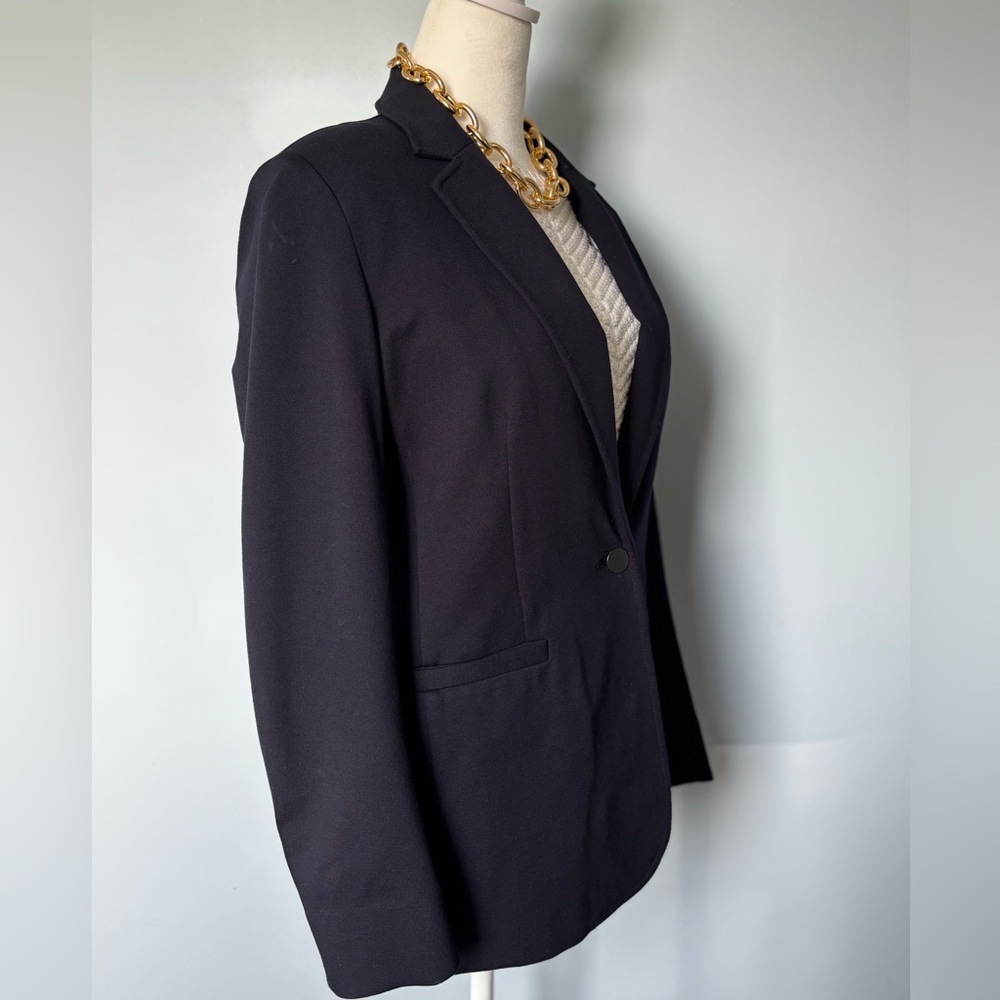 Bar III Size M Navy Blue Career Wear Office Viscose Blend One Button Blazer